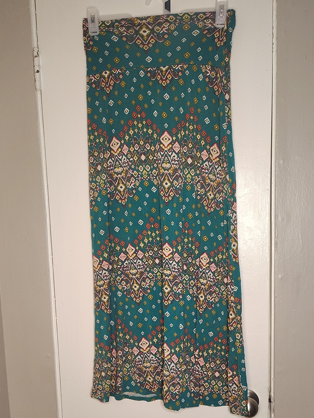 Women’s Teal Geometric Maxi Skirt
